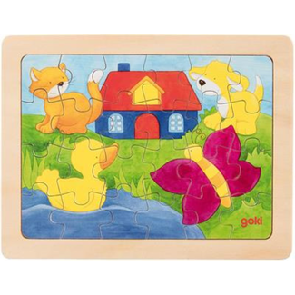 Puzzels, Legpuzzel - Houten puzzel 1000 kleuren, 24 stukjes, 3+, assorti