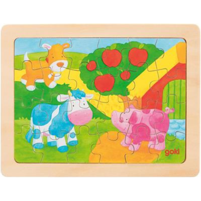 Puzzels, Legpuzzel - Houten puzzel 1000 kleuren, 24 stukjes, 3+, assorti