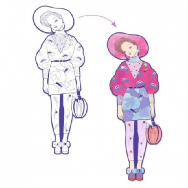 Djeco Knutselen, Knutselpakketten - Silhouet kleurplaten, Zaho & vriendjes, Zaho & ses amies, 6+