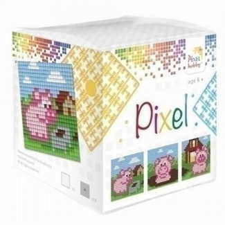 (UA) Knutselen, Pixelhobby - Pixel kubus, set Biggetjes, 6+