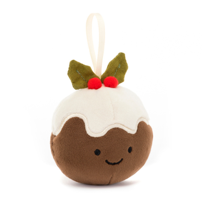 Jellycat Knuffels - Festive Folly Christmas Pudding (2023), 7cm