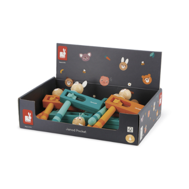 Janod Pocket - Beer en Konijn, geluid, assorti, 2+