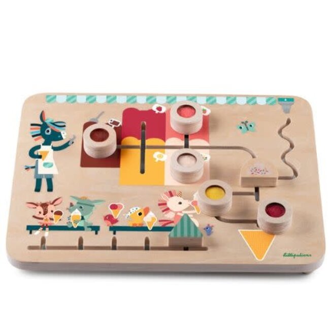 Lilliputiens Houten speelgoed - IJskraam Mix & Match paneel: Mijn eerste compositiespel