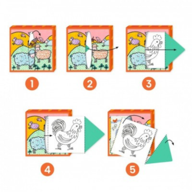 Djeco Knutselen, Knutselpakketten - Kleur- en doeplaten, de boerderij 3-6