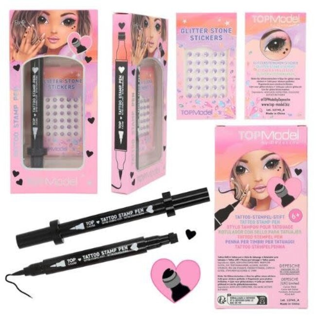 TOPModel Make-up - Tattoo pen met glitter, BEAUTY AND ME, assorti