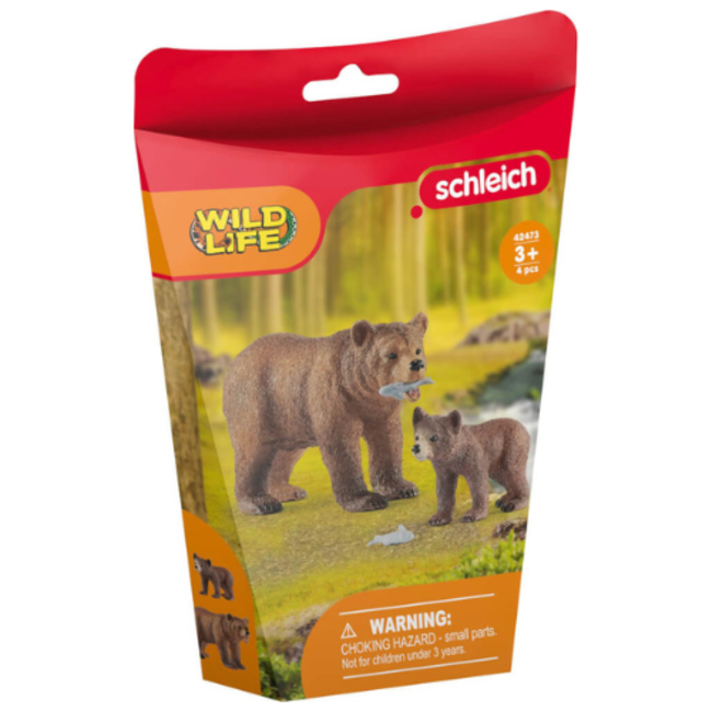 Schleich Wild Life - Vrouwelijke Grizzlybeer Met Grizzlybeertje