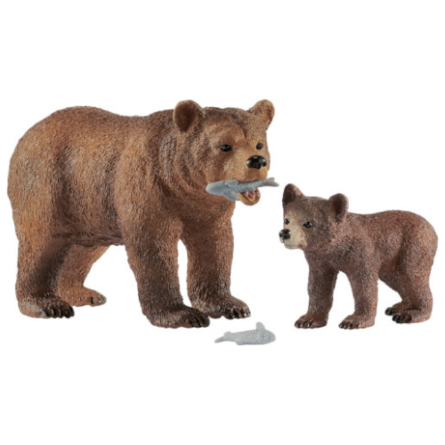 Schleich Wild Life - Vrouwelijke Grizzlybeer Met Grizzlybeertje