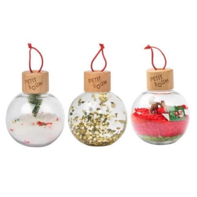 Petit Boum Sensorische fles - Sensory Bottle, set van 3 kerstballen