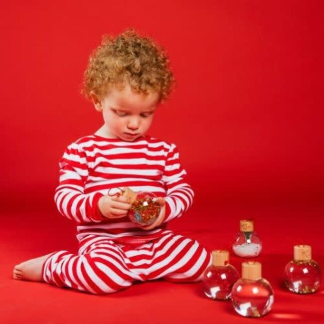 Petit Boum Sensorische fles - Sensory Bottle, set van 3 kerstballen