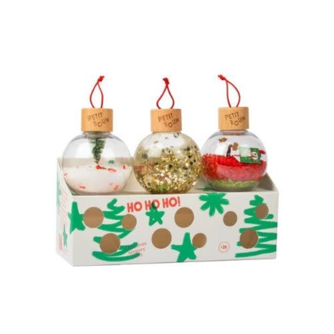 Petit Boum Sensorische fles - Sensory Bottle, set van 3 kerstballen