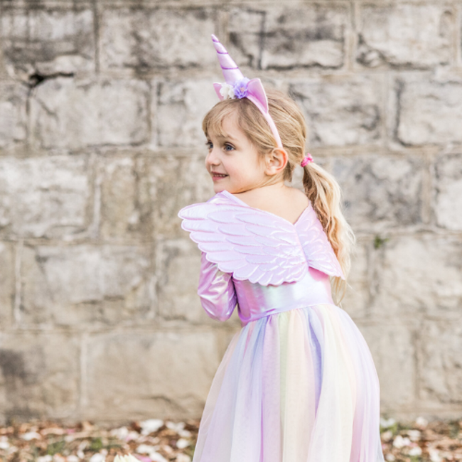 Great Pretenders Verkleedkleding - Alicorn Dress, Unicorn verkleedjurk incl. vleugels en haarband, US size 5-6