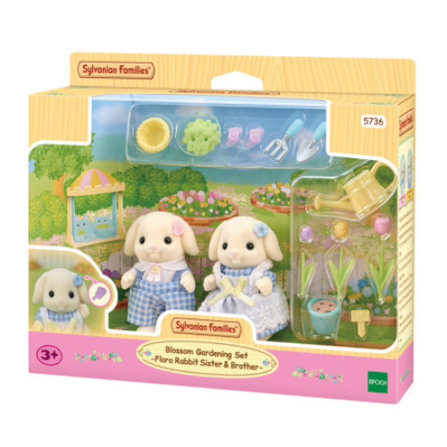 Sylvanian Families Tuinierenset- bloemen hangoorkonijn broer&zus