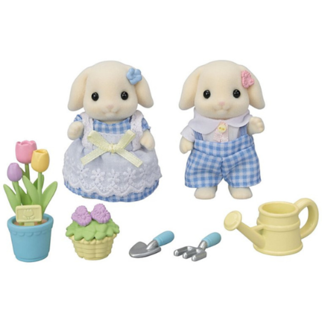Sylvanian Families Tuinierenset- bloemen hangoorkonijn broer&zus