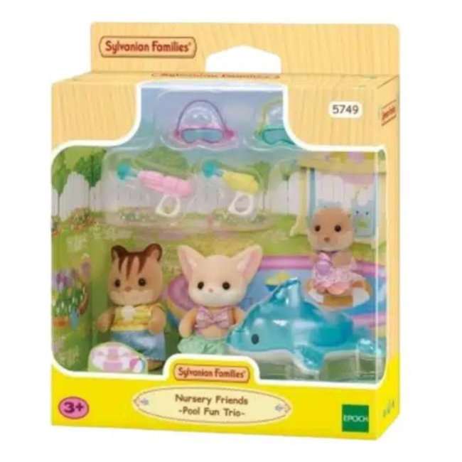 Sylvanian Families trio peutervriendjes- zwembad fun