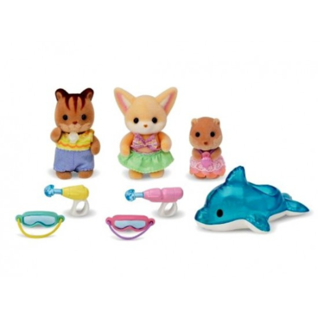 Sylvanian Families trio peutervriendjes- zwembad fun