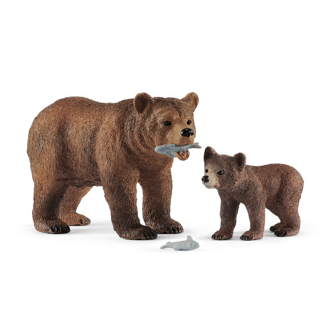 Schleich Wild Life - Vrouwelijke Grizzlybeer Met Grizzlybeertje