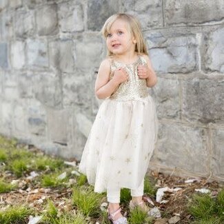 Great Pretenders Gouden glamourjurk, maat 3-4