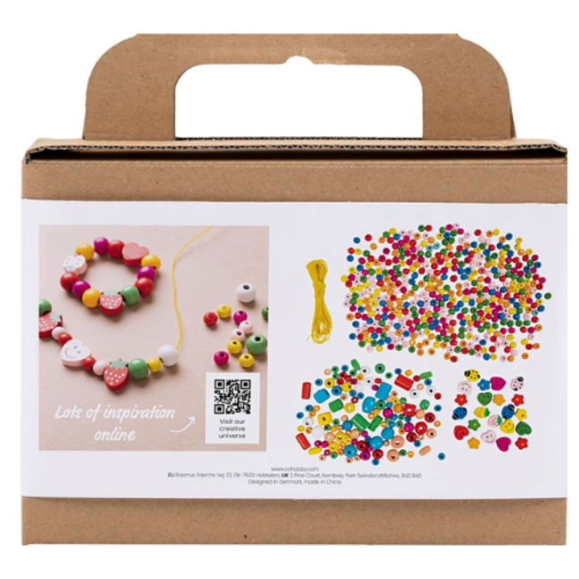 Creativ Company Knutselen, Knutselset - Sieraden (rijgkralen) maken met vrolijke kleuren (3+)