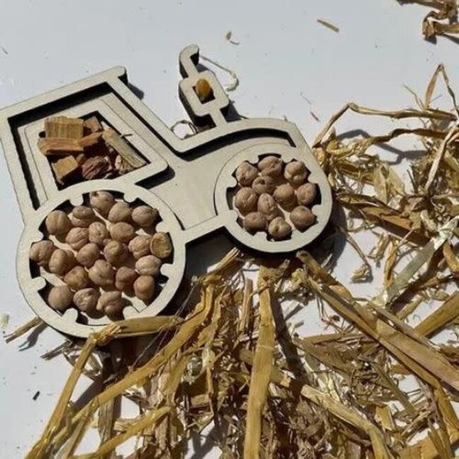 Hippe Hoeken Sensomotorisch speelgoed, Houten Versiervorm Tractor (12x10 cm)