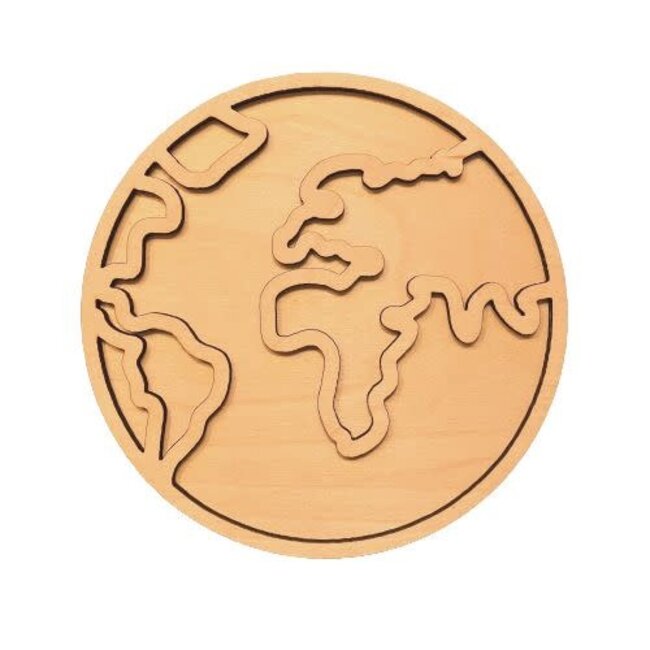 Hippe Hoeken Sensomotorisch speelgoed, Houten Versiervorm Aarde (14x14cm)