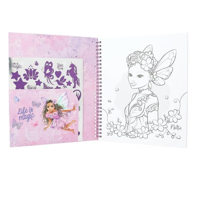 TOPModel Knutselen, Kleurboek - TOPModel kleurboek met pailletten FAIRY LOVE