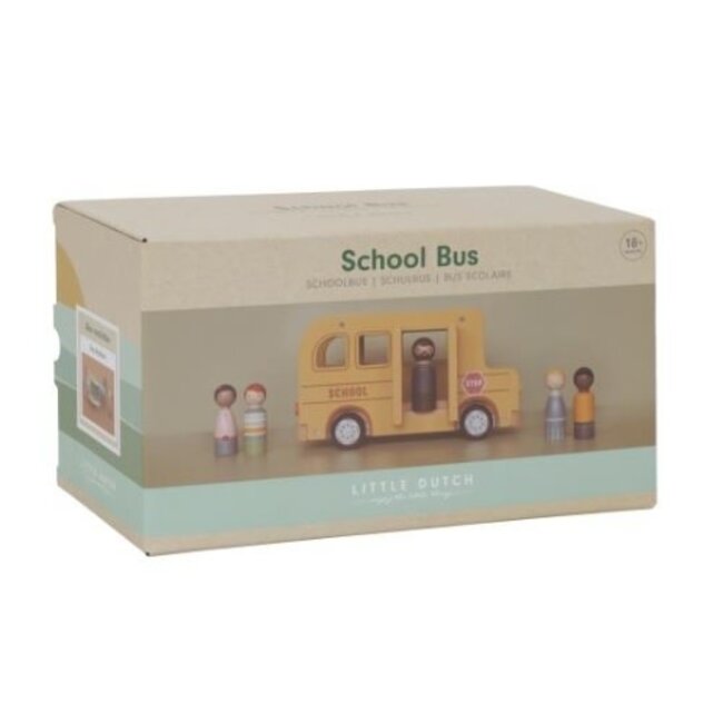 Little Dutch Houten speelgoed - Houten schoolbus met poppetjes