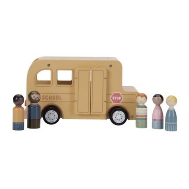 Little Dutch Houten speelgoed - Houten schoolbus met poppetjes
