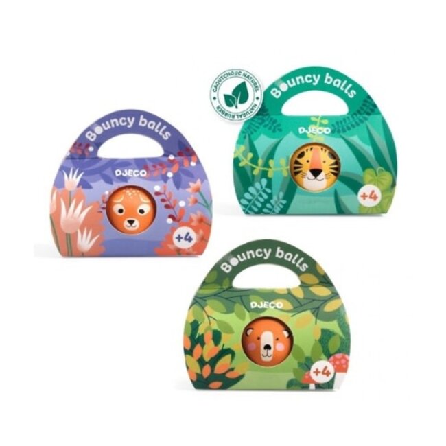 Djeco Behendigheidsspellen - Geassorteerde Bouncing Balls Wild - Display 12 Stuks