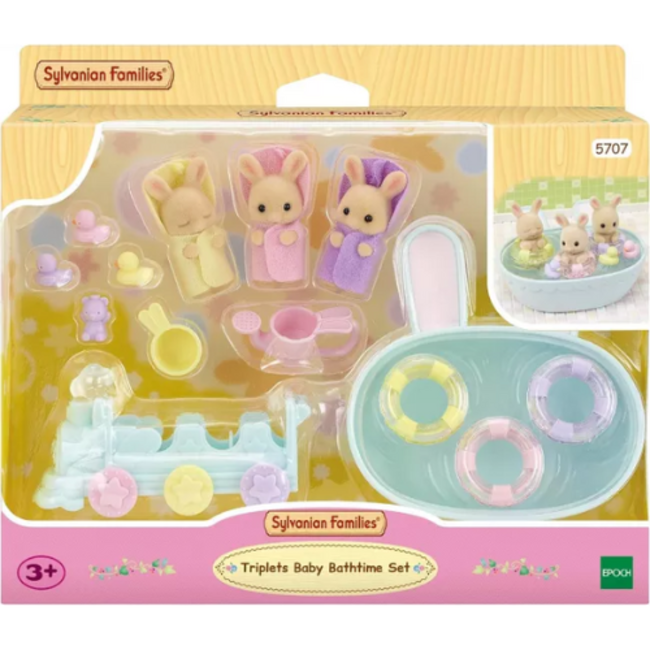 Sylvanian Families Drieling baby crème konijn badspeelset