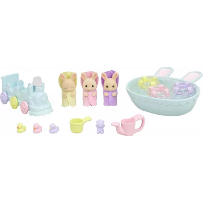 Sylvanian Families Drieling baby crème konijn badspeelset