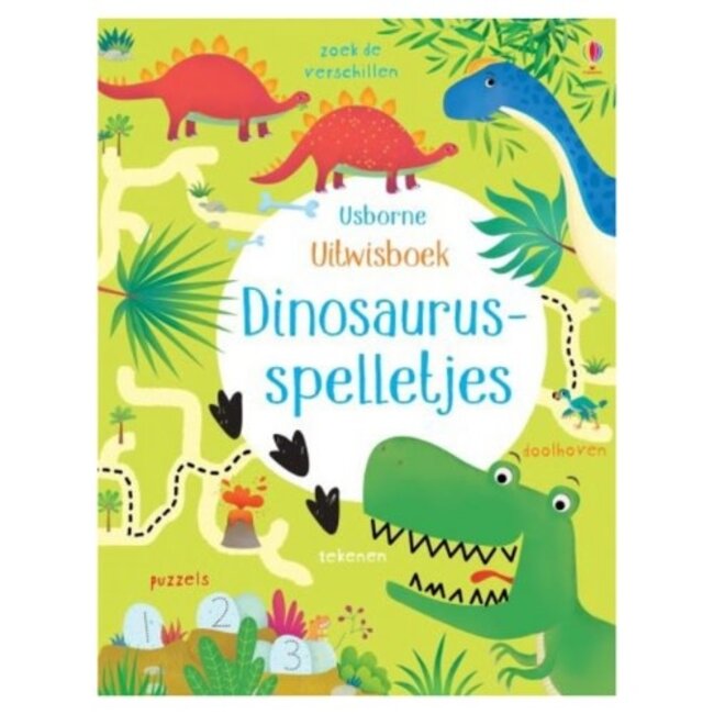 Usborne Boeken, Doeboeken - Dinosaurus spelletjes, uitwisboek incl. pen, 3+