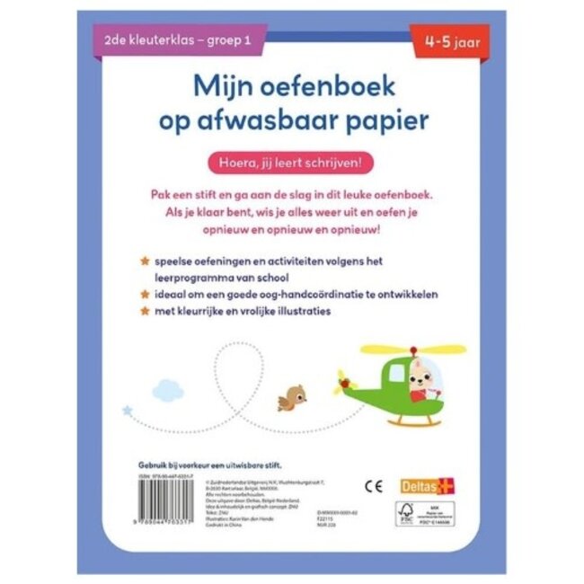Deltas Mijn oefenboek op afwasbaar papier Eerste schrijfspelletjes (4-5 j.)