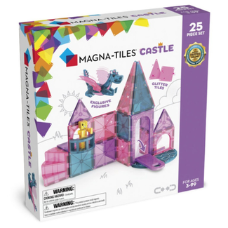 Magna-tiles Magnetisch bouwset, Bouwspeelgoed - Magna-Tiles Castle 25 delig set (Roze kasteel) 3+