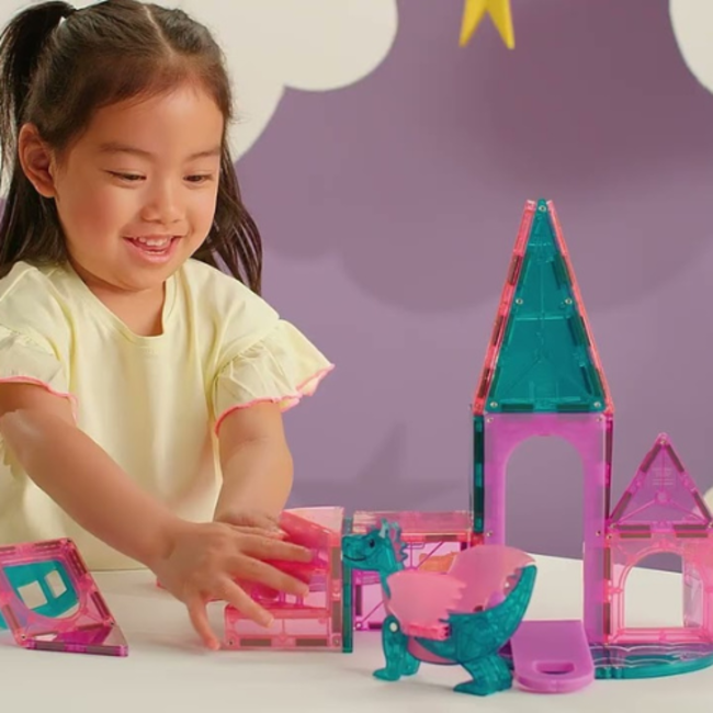 Magnetisch bouwset, Bouwspeelgoed - Magna-Tiles Castle 25 delig set (Roze kasteel) 3+