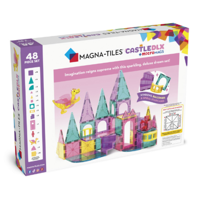 Magnetisch bouwset, Bouwspeelgoed - Magna-Tiles Castle DLX 48-Stuks Set 3+ (Roze kasteel)
