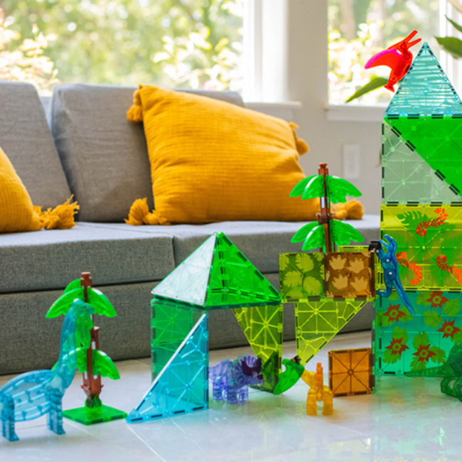 Magnetisch bouwset, Bouwspeelgoed - Magna-Tiles Dino World XL, 50 st., 3+