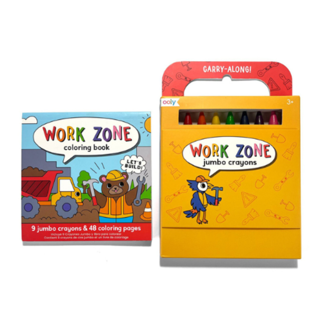 Ooly Draag Kleurpotloden & Kleurboek Kit - Work Zone (Set van 10)