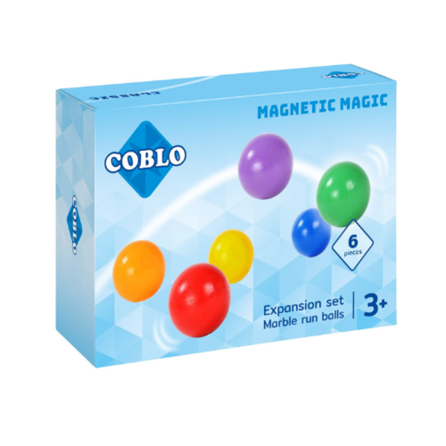 Coblo Magnetisch Bouwset, Coblo knikkers voor knikkerbaan  6 stuks (classic)