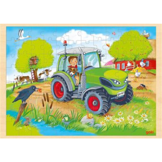 Puzzels, Houten puzzel - Houten legpuzzel Tractor, 96 stukjes, 3+