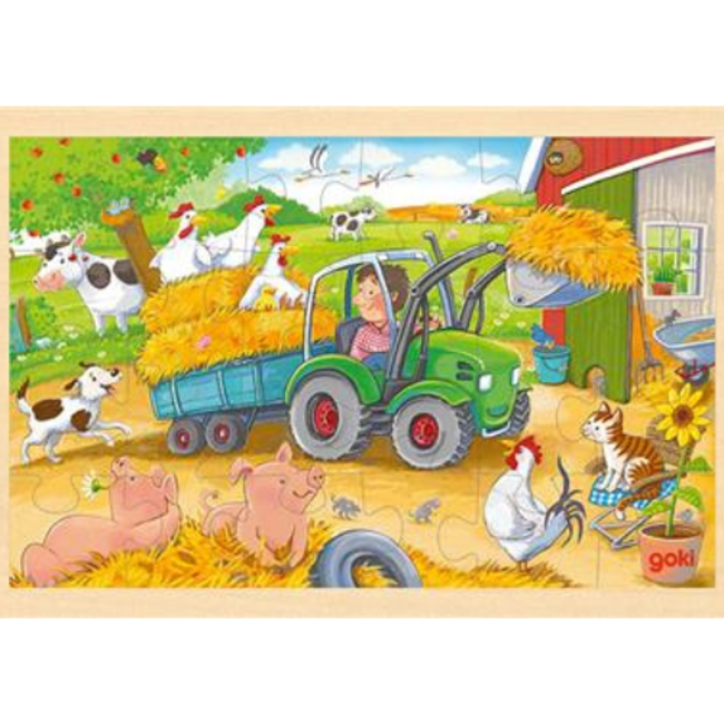 Puzzel: Kleine tractor, 24-delig, hout, 3+