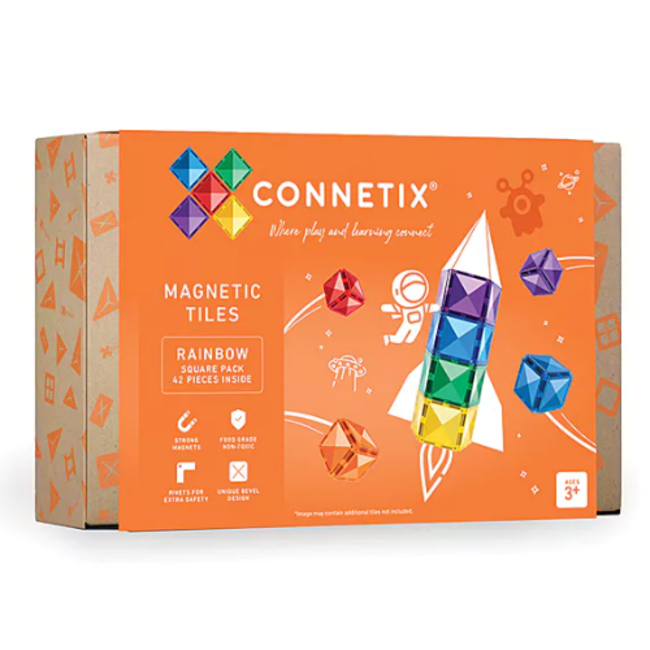 Connetix Magnetisch bouwset, Connetix - Regenboog Vierkanten  (Rainbow Square Pack 42 pc)