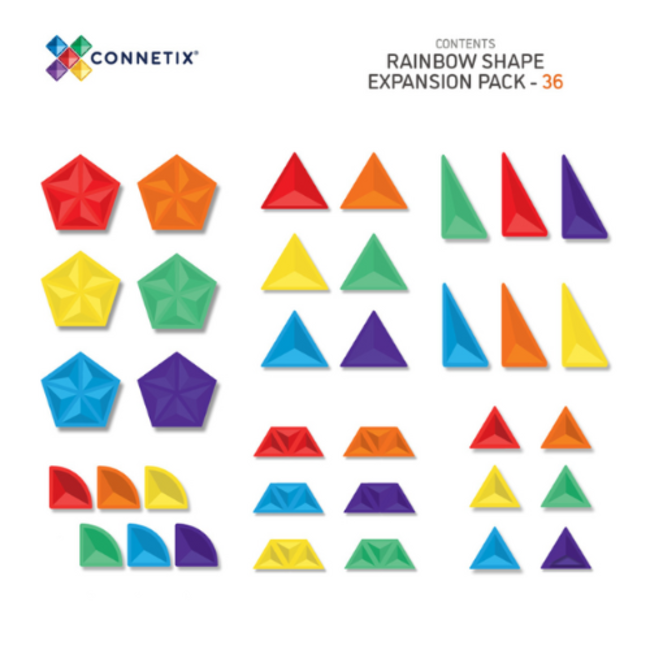 Connetix Magnetisch bouwset, Connetix - Regenboog Verschillende vormen Uitbreiding  (Rainbow Shape Expansion Pack 36 pc)