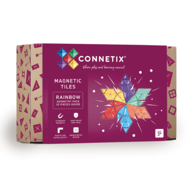 Connetix Magnetisch bouwset, Connetix - Regenboog Geometrisch set  (Rainbow Geometry Pack 30 pc)
