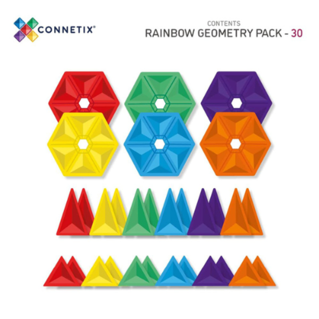 Connetix Magnetisch bouwset, Connetix - Regenboog Geometrisch set  (Rainbow Geometry Pack 30 pc)