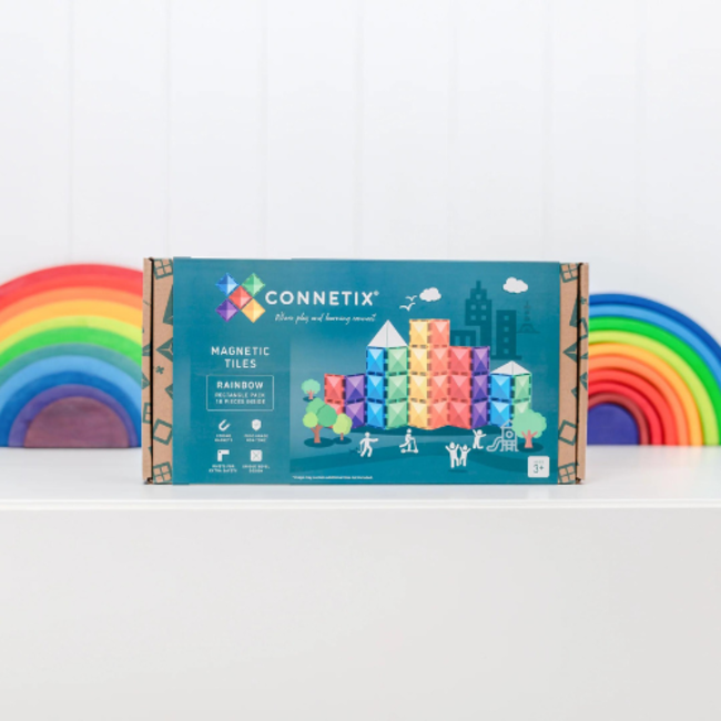 Connetix Magnetisch bouwset, Connetix - Regenboog Rechthoeken 18 stuks (Rainbow Rectangle Pack 18 pc)