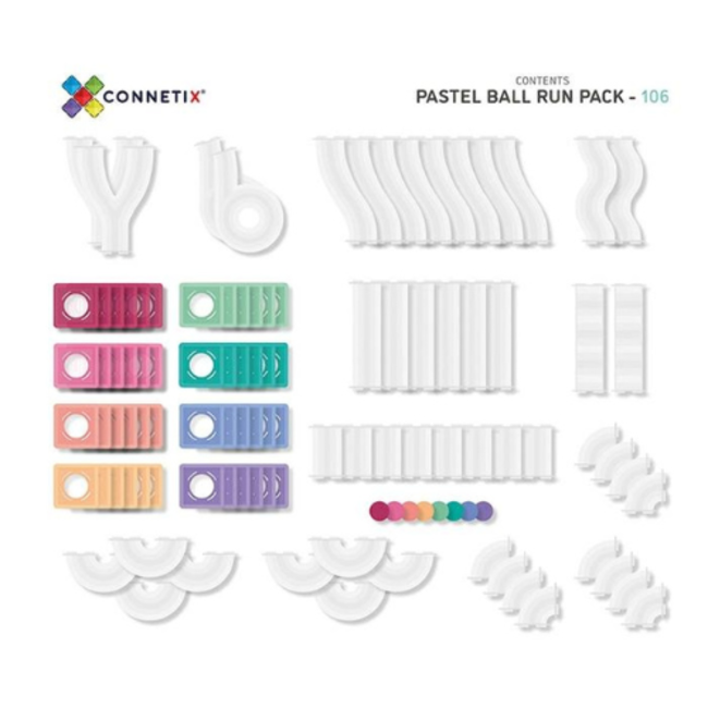 Connetix Magnetisch bouwset, Connetix - Pastel Knikkerbaan (Pastel Ball Run Pack 106 pc)
