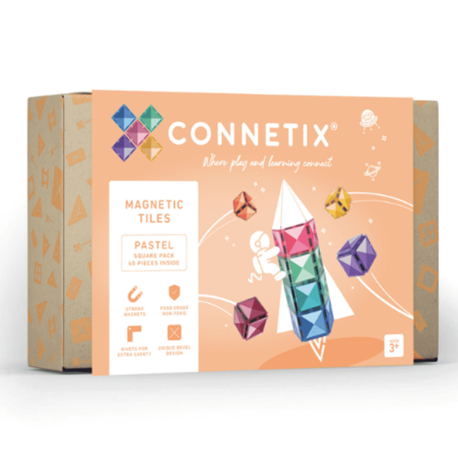 Connetix Magnetisch bouwset, Connetix - Pastel Vierkanten (Pastel Square Pack 40 pc)
