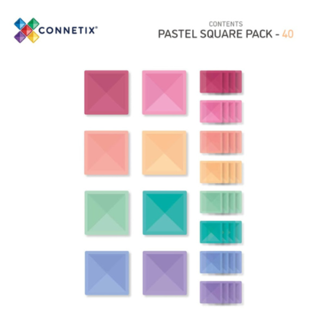 Connetix Magnetisch bouwset, Connetix - Pastel Vierkanten (Pastel Square Pack 40 pc)