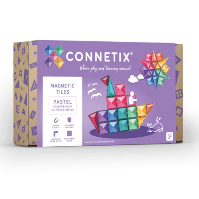 Connetix Magnetisch bouwset, Connetix - Pastel Startset 64 stuks (Pastel Starter Pack 64 pc)