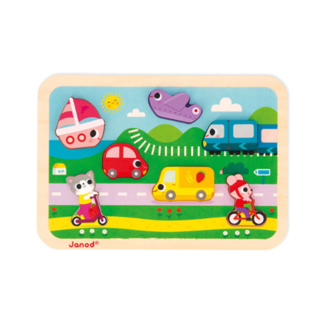 Janod Chunky Puzzel - Voertuigen